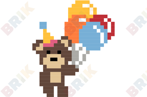 Have a Party with Your Bear Day Pixel Art