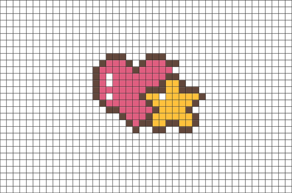 Heart and Star Pixel Art