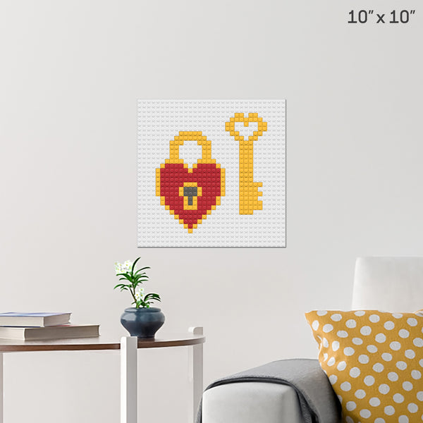 Heart Lock and Key Brick Poster