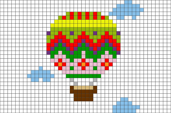 Hot Air Balloon Pixel Art