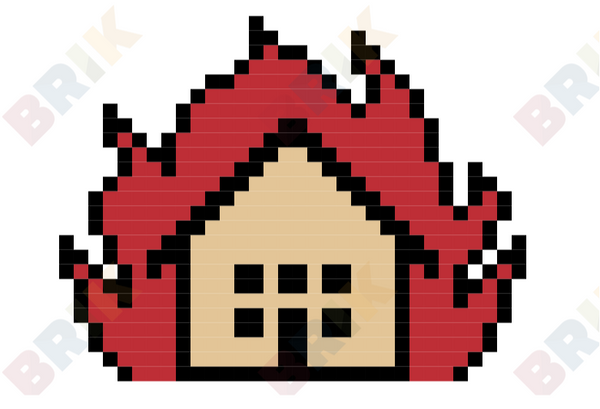 House on Fire Pixel Art
