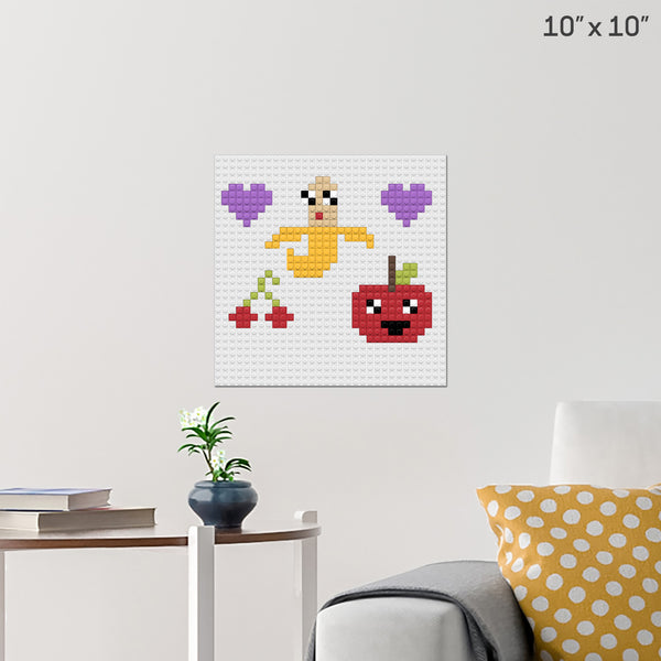 Kawaii Fruits Brick Poster
