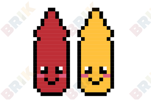 Ketchup and Mustard Pixel Art
