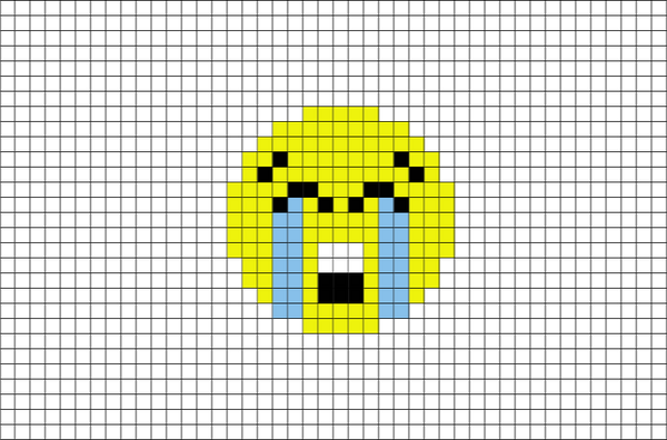 Loudly Crying Face Emoji Pixel Art