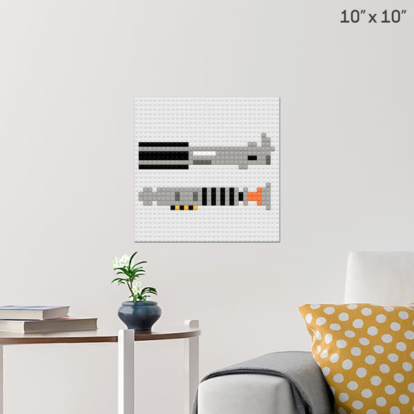 Luke's Lightsabers Brick Poster