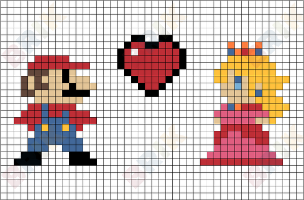 Mario and Princess Pixel Art