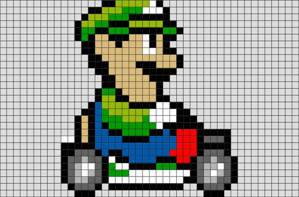 Mario Kart Luigi Pixel Art