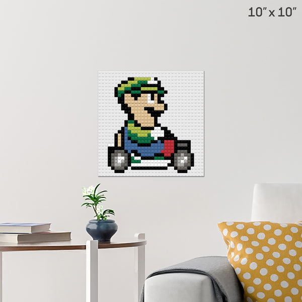 Mario Kart Luigi Brick Poster
