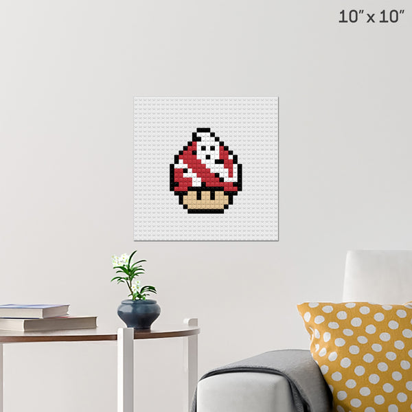Mario Mushroom Ghostbuster Brick Poster