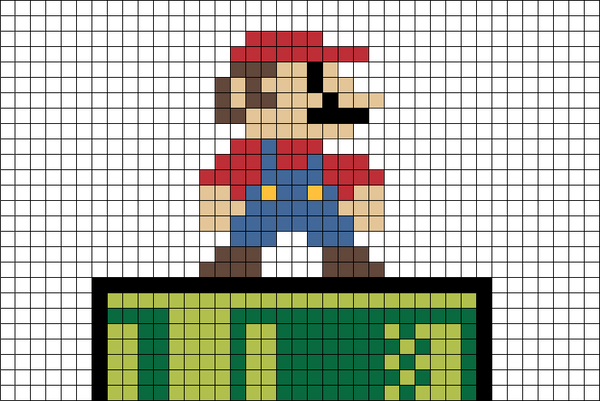Mario on a Pipe Pixel Art