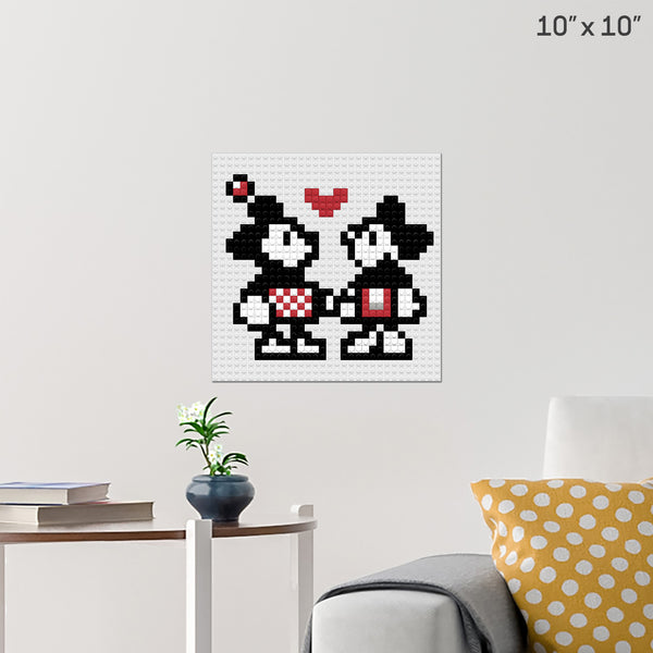 Micky and Minnie Kiss Brick Poster
