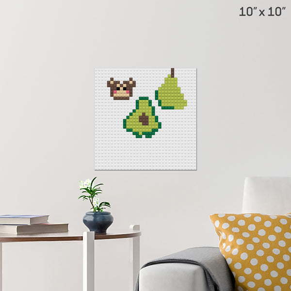 monkey, avacado and a pear Brick Poster