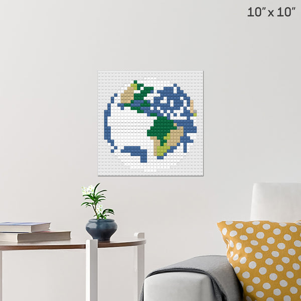 Our Floating Blue Marble Brick Poster
