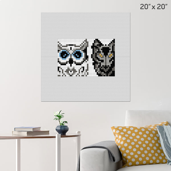 owl and wolf Brick Poster