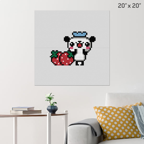 Panda and Strawberries Brick Poster