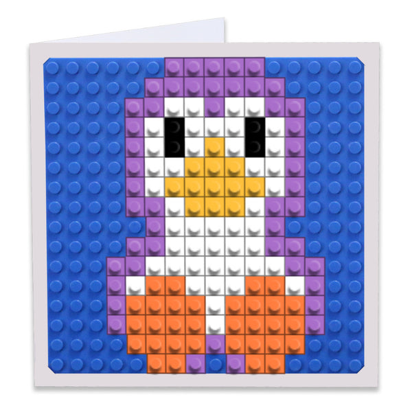 Penguin Brik Art Box Female Greeting Card