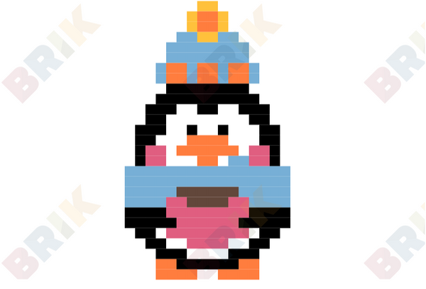Penguin with Hot Choco Pixel Art