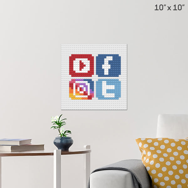 Social Media Icons Brick Poster
