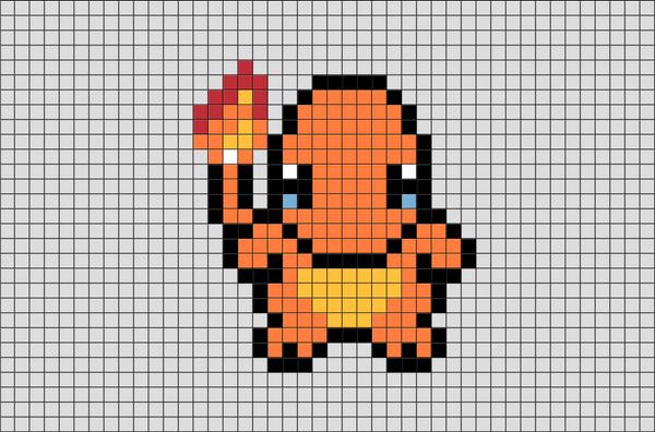 Pokemon Charmander Pixel Art