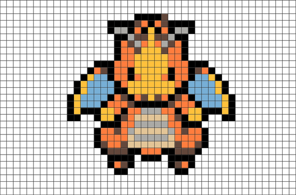 Pokemon Dragonite Pixel Art