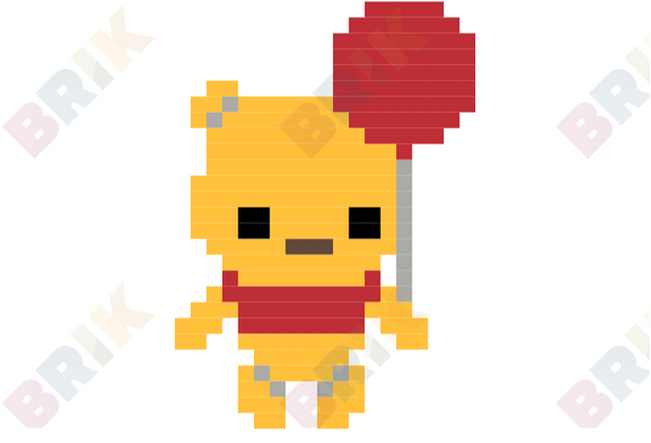 Pooh and Balloon Pixel Art
