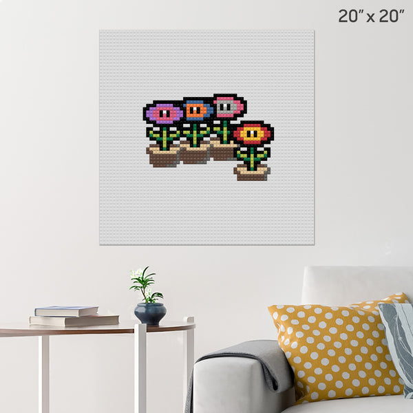 Potted Fire Flower Plant Brick Poster