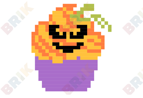 Pumpkin Cupcake Pixel Art
