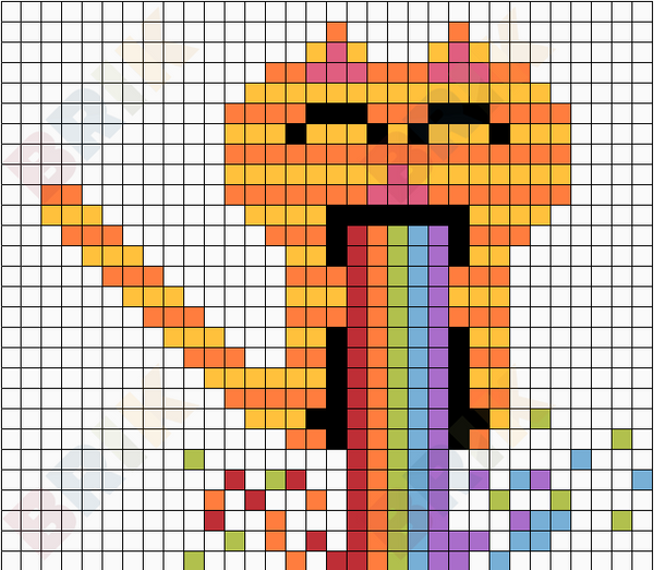 rainbow barfing ginger cat