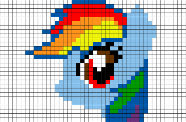 Rainbow Dash Head Pixel Art
