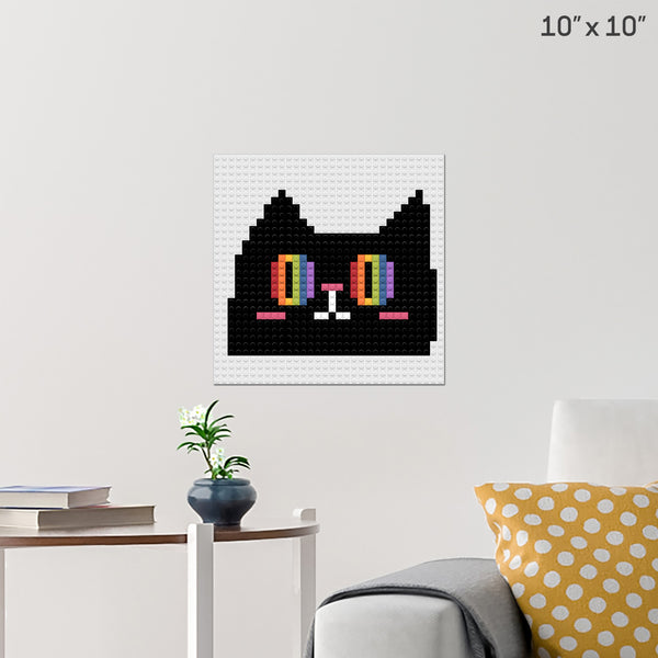 Rainbow eyed cat Brick Poster