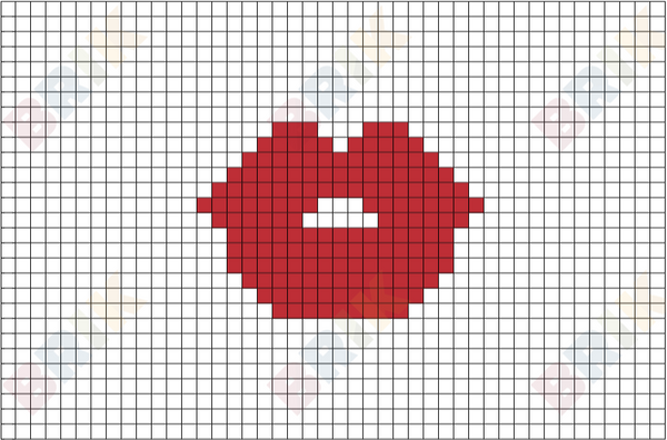 Red Lips Pixel Art