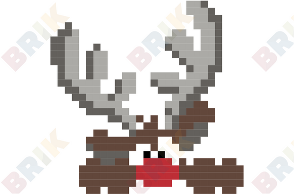 Red-Nosed Reindeer Pixel Art
