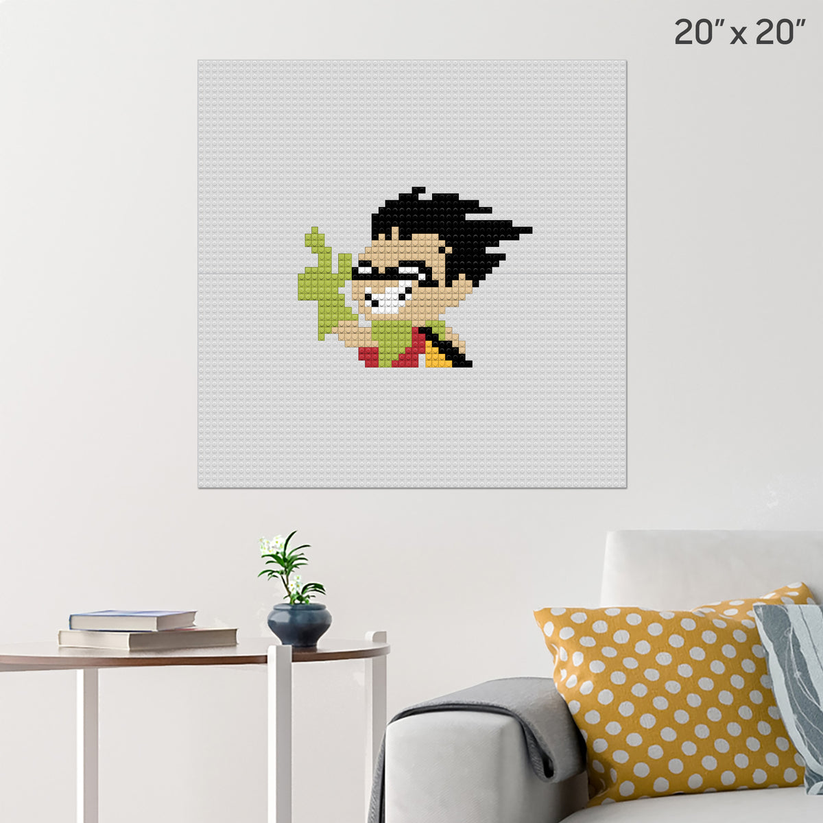Robin Pixel Art Wall Poster - Build Your Own with Bricks! - BRIK