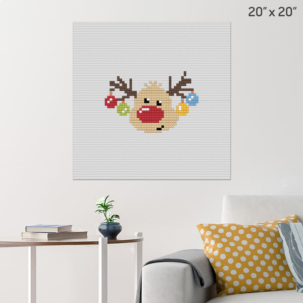 Rudolph Pixel Art Wall Poster - Build Your Own with Bricks! - BRIK