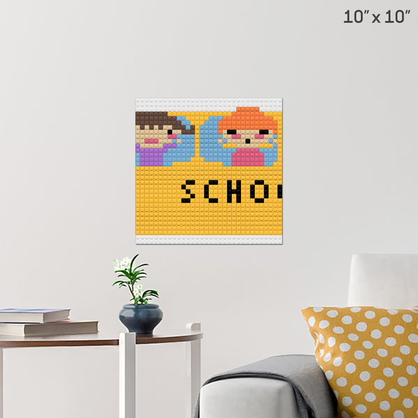 School Bus 2 Brick Poster