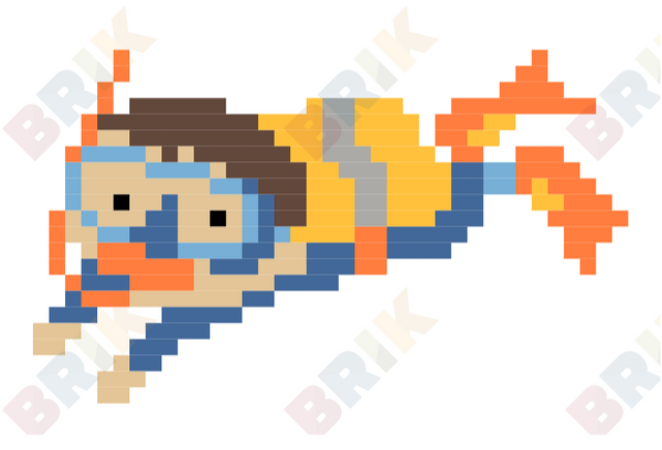 Scuba Diving Pixel Art