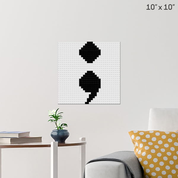 semi colon suicide prevention symbol Brick Poster