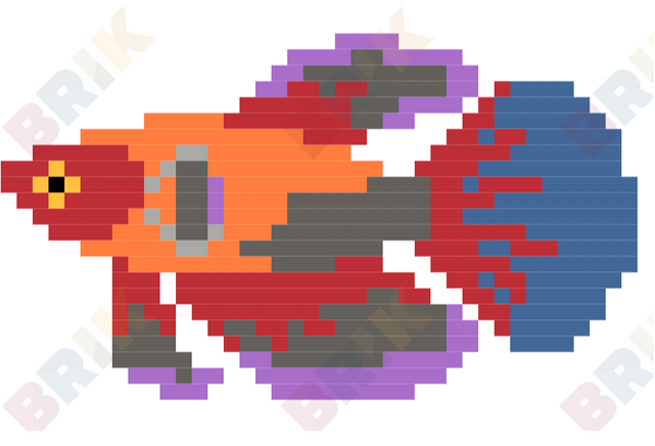 Siamese Fighting Fish Pixel Art