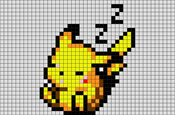 Sleeping Pikachu Pixel Art