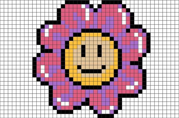 Smiley Face Flower Pixel Art