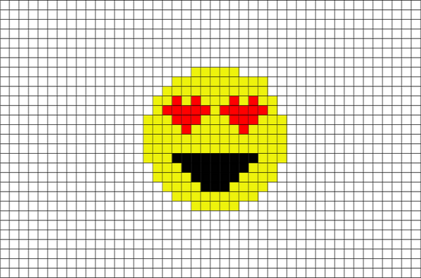 Smiling Face With Heart-Shaped Eyes Emoji Pixel Art