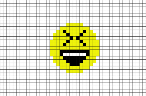 Smiling Face With Open Mouth and Tightly-Closed Eyes Emoji Pixel Art