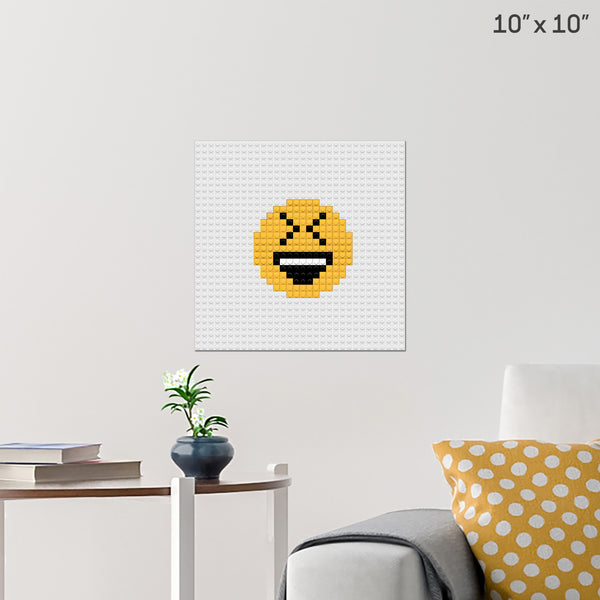 Smiling Face With Open Mouth and Tightly-Closed Eyes Emoji Brick Poster