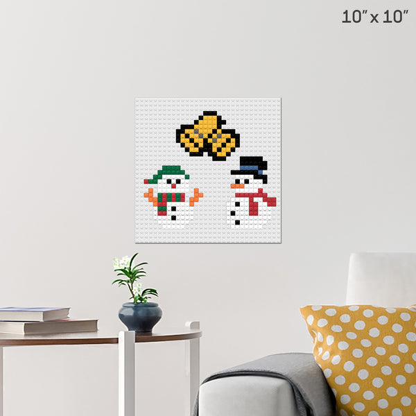 Snow Men and Bell Brick Poster