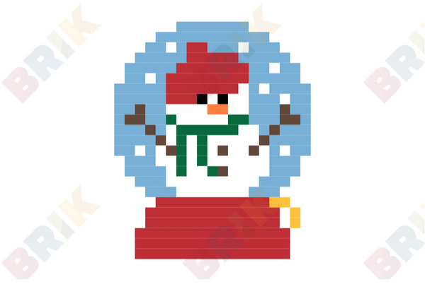 Snowman Snow Globe Pixel Art