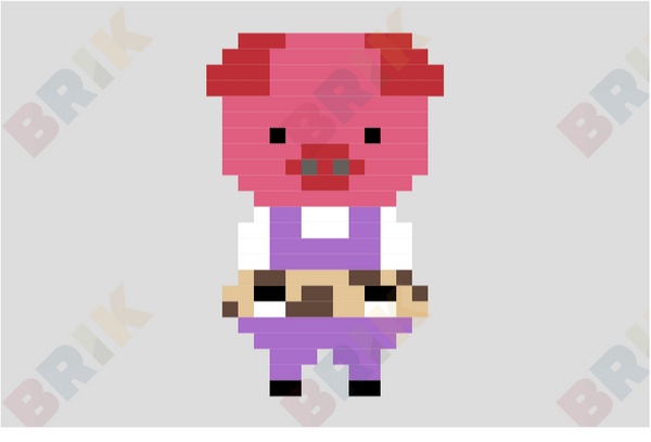 Three Little Pigs Wood Pixel Art