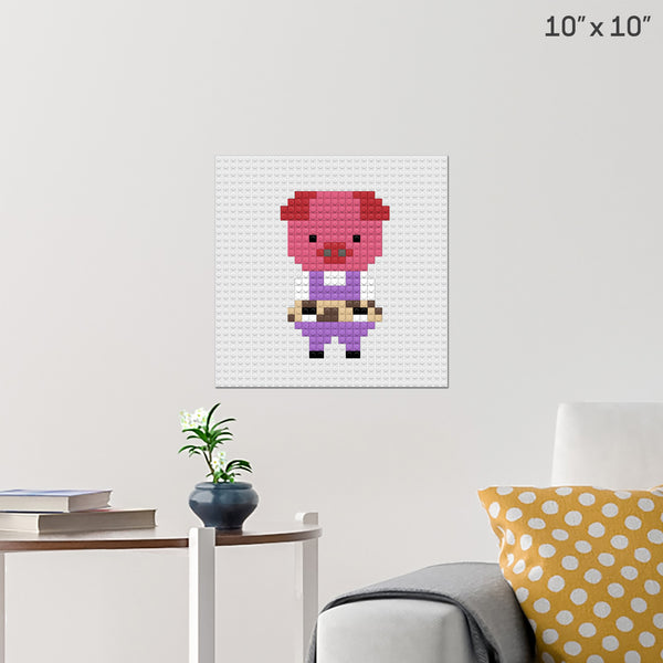 Three Little Pigs Wood Brick Poster