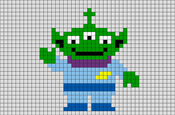 Toy Story 3-Eyed Alien Pixel Art