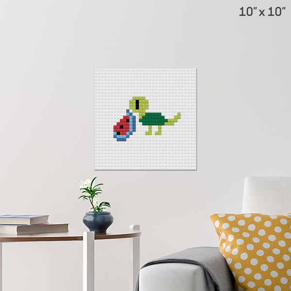 turtle eating a melon Brick Poster
