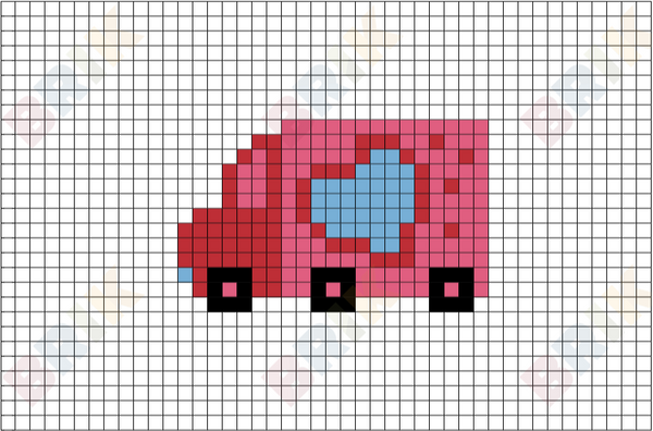 Valentine Truck Pixel Art